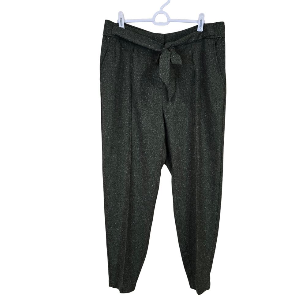 Women's LOFT Green Belted Dress Pants Trousers | Size 10